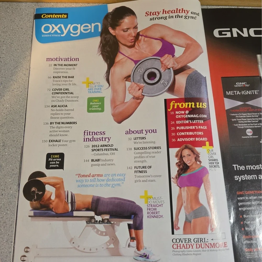 2012 June Oxygen Magazine Chady Dunmore Cover Jamie Eason Column 2012 Arnold